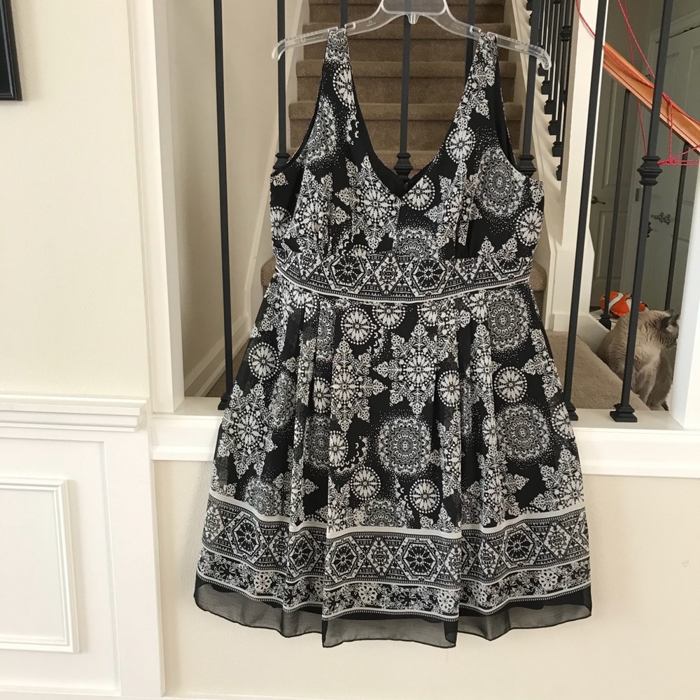 Black and white chiffon dress